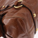 Miu Miu Hand Bag Leather 2way Brown Gold Tone Auth yk20642SAM-18