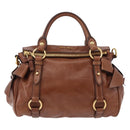 Miu Miu Hand Bag Leather 2way Brown Gold Tone Auth yk20642SAM-13