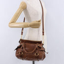 Miu Miu Hand Bag Leather 2way Brown Gold Tone Auth yk20642SAM-26