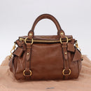 Miu Miu Hand Bag Leather 2way Brown Gold Tone Auth yk20642SAM-12