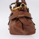 Miu Miu Hand Bag Leather 2way Brown Gold Tone Auth yk20642SAM-3