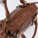 Miu Miu Hand Bag Leather 2way Brown Gold Tone Auth yk20642SAM-6