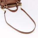 Miu Miu Hand Bag Leather 2way Brown Gold Tone Auth yk20642SAM-8