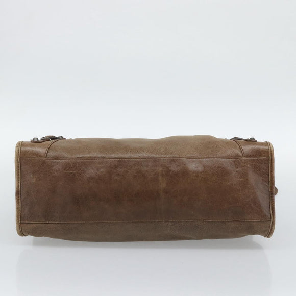 BALENCIAGA The City Hand Bag Leather 2way Brown 115748 Auth yk20644M