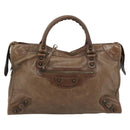 BALENCIAGA The City Hand Bag Leather 2way Brown 115748 Auth yk20644M-2