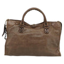 BALENCIAGA The City Hand Bag Leather 2way Brown 115748 Auth yk20644M-3