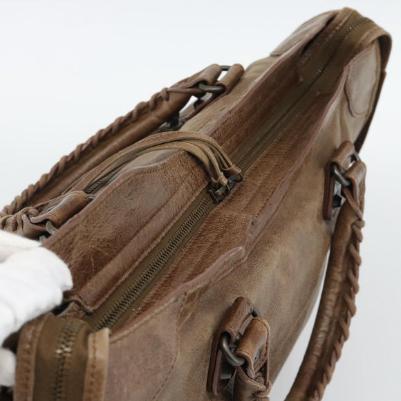 BALENCIAGA The City Hand Bag Leather 2way Brown 115748 Auth yk20644M