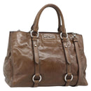 Miu Miu Hand Bag Leather 2way Brown Silver Auth yk20645M-1
