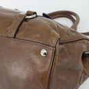 Miu Miu Hand Bag Leather 2way Brown Silver Auth yk20645M-16