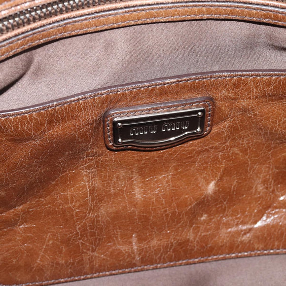 Miu Miu Hand Bag Leather 2way Brown Silver Auth yk20645M