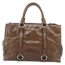 Miu Miu Hand Bag Leather 2way Brown Silver Auth yk20645M-2