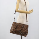 Miu Miu Hand Bag Leather 2way Brown Silver Auth yk20645M-30