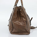 Miu Miu Hand Bag Leather 2way Brown Silver Auth yk20645M-3