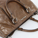 Miu Miu Hand Bag Leather 2way Brown Silver Auth yk20645M-6