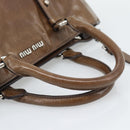 Miu Miu Hand Bag Leather 2way Brown Silver Auth yk20645M-7
