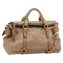 Miu Miu Hand Bag Leather 2way Brown Gold Tone Auth yk20647M-1