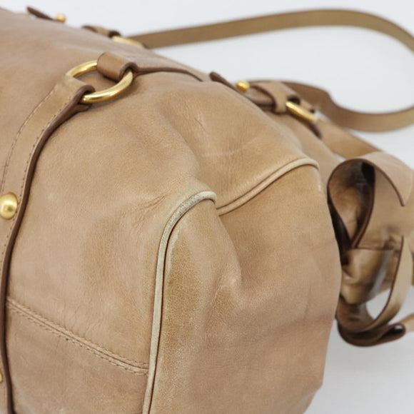 Miu Miu Hand Bag Leather 2way Brown Gold Tone Auth yk20647M