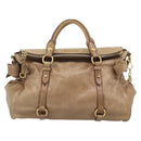 Miu Miu Hand Bag Leather 2way Brown Gold Tone Auth yk20647M-13