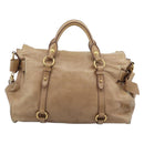 Miu Miu Hand Bag Leather 2way Brown Gold Tone Auth yk20647M-2