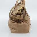 Miu Miu Hand Bag Leather 2way Brown Gold Tone Auth yk20647M-3