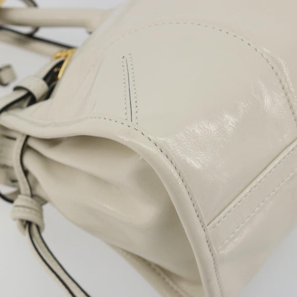 PRADA Bonnie Medium Shoulder Bag Leather 2way White Gold Tone Auth yk20648SAM