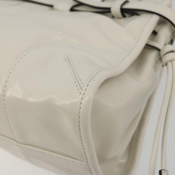 PRADA Bonnie Medium Shoulder Bag Leather 2way White Gold Tone Auth yk20648SAM