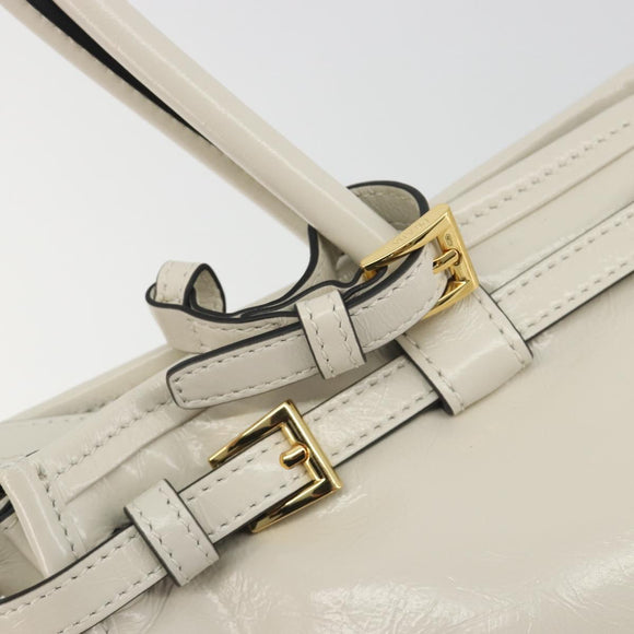 PRADA Bonnie Medium Shoulder Bag Leather 2way White Gold Tone Auth yk20648SAM