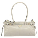 PRADA Bonnie Medium Shoulder Bag Leather 2way White Gold Tone Auth yk20648SAM-13