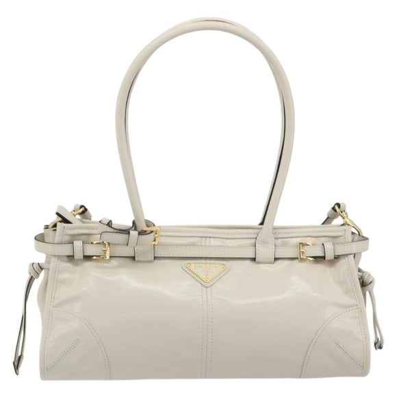 PRADA Bonnie Medium Shoulder Bag Leather 2way White Gold Tone Auth yk20648SAM
