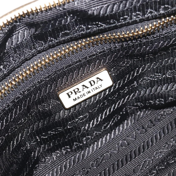 PRADA Bonnie Medium Shoulder Bag Leather 2way White Gold Tone Auth yk20648SAM