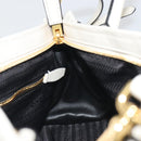 PRADA Bonnie Medium Shoulder Bag Leather 2way White Gold Tone Auth yk20648SAM-24