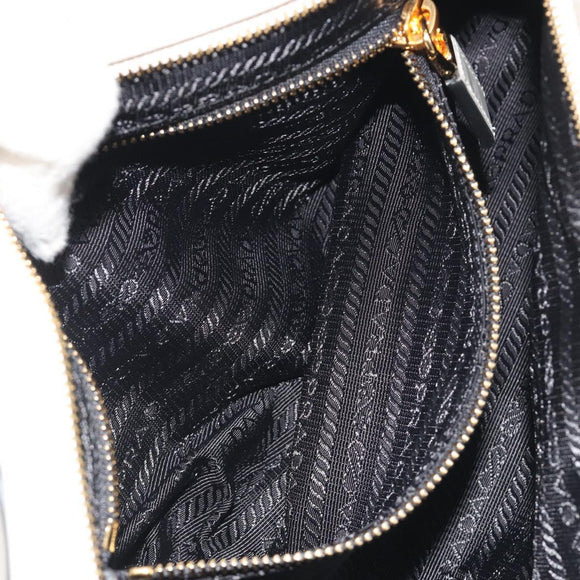 PRADA Bonnie Medium Shoulder Bag Leather 2way White Gold Tone Auth yk20648SAM