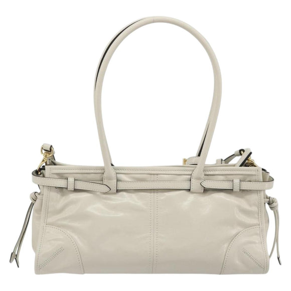 PRADA Bonnie Medium Shoulder Bag Leather 2way White Gold Tone Auth yk20648SAM