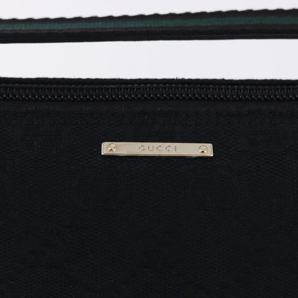 GUCCI GG Canvas Accessory Pouch Black Gold Tone 141809 Auth yk20649V