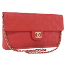 CHANEL Icon Chain Shoulder Bag Lamb Skin Red Gold Tone CC Auth yk20652SAV-1