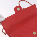 CHANEL Icon Chain Shoulder Bag Lamb Skin Red Gold Tone CC Auth yk20652SAV-10
