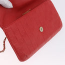 CHANEL Icon Chain Shoulder Bag Lamb Skin Red Gold Tone CC Auth yk20652SAV-19