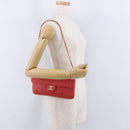 CHANEL Icon Chain Shoulder Bag Lamb Skin Red Gold Tone CC Auth yk20652SAV-24