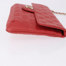 CHANEL Icon Chain Shoulder Bag Lamb Skin Red Gold Tone CC Auth yk20652SAV-3