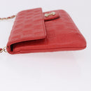 CHANEL Icon Chain Shoulder Bag Lamb Skin Red Gold Tone CC Auth yk20652SAV-4