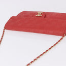 CHANEL Icon Chain Shoulder Bag Lamb Skin Red Gold Tone CC Auth yk20652SAV-6