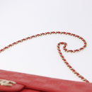 CHANEL Icon Chain Shoulder Bag Lamb Skin Red Gold Tone CC Auth yk20652SAV-8
