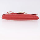 CHANEL Icon Chain Shoulder Bag Lamb Skin Red Gold Tone CC Auth yk20652SAV-5