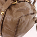 Miu Miu Hand Bag Leather 2way Brown Gold Tone Auth yk20653M-16