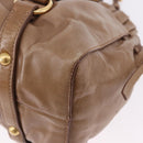 Miu Miu Hand Bag Leather 2way Brown Gold Tone Auth yk20653M-18