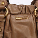 Miu Miu Hand Bag Leather 2way Brown Gold Tone Auth yk20653M-19