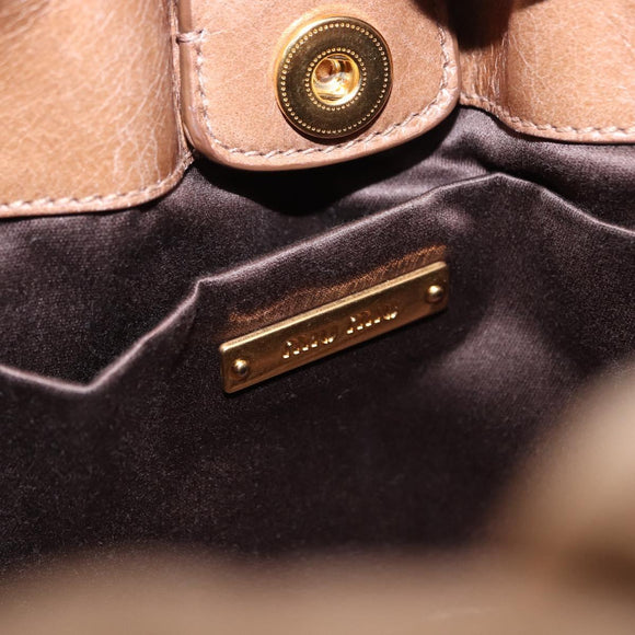 Miu Miu Hand Bag Leather 2way Brown Gold Tone Auth yk20653M