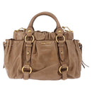 Miu Miu Hand Bag Leather 2way Brown Gold Tone Auth yk20653M-13
