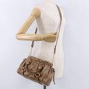 Miu Miu Hand Bag Leather 2way Brown Gold Tone Auth yk20653M-24