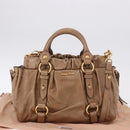 Miu Miu Hand Bag Leather 2way Brown Gold Tone Auth yk20653M-12